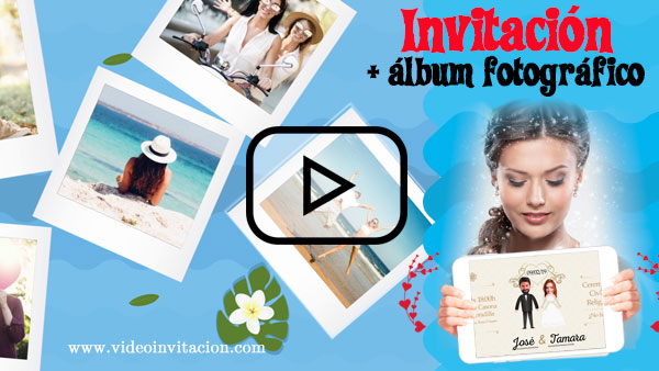 Invitaciones digitales de boda con album fotografico