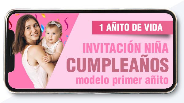 invitacion digital cumplea�os un a�o ni�a